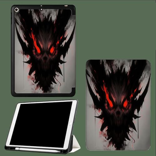 Hülle für iPad Air 13 Zoll M3/M2 (2025/2024) mit Stifthalter,Dünn Ständer Stoßfest Rückenschale Tablet Abdeckung, Auto Wachen/Schlafen Horror Dunkler Schatten Rote Augen-Grau von UOMSKTY