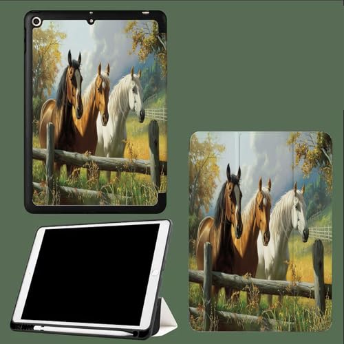 Hülle für iPad Pro 11 4./ 3./ 2. Generation 2022/2021/2020, Hülle für iPad Pro 11 mit Stifthalter,Weiche Silikonhülle, Auto Schlafen/Wachen Ranch Pferd Wald Tiere Hülle für iPad Pro 11 4./ 3./ 2. Generation 2022/2021/2020, Hülle für iPad Pro 11 mit Stifthalter,Weiche Silikonhülle, Auto Schlafen/Wachen Ranch Pferd Wald Tiere von UOMSKTY