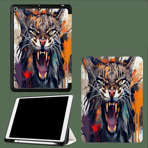 Hülle für iPad Pro 11 Zoll 2022/2021/2020 (4/3/2 Generation), Dreifach Falt Klapp Schutzhülle, Ultra Dünn Leicht Ständer Schale Smart Case Cover Wild Tierisch Wildkatze-Grau von UOMSKTY
