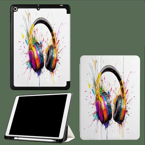 Hülle für iPad Pro 12,9 Zoll 6./5./4 Generation 2022/2021/2020 mit Stifthalter, weiche TPU-Rückseite, Auto Schlafen/Wecken für iPad 12,9 Zoll Hülle Graffiti Kunst Kopfhörer-Weiß Hülle für iPad Pro 12,9 Zoll 6./5./4 Generation 2022/2021/2020 mit Stifthalter, weiche TPU-Rückseite, Auto Schlafen/Wecken für iPad 12,9 Zoll Hülle Graffiti Kunst Kopfhörer-Weiß von UOMSKTY