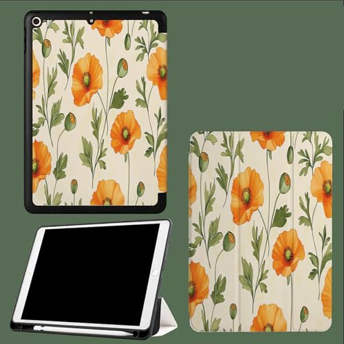 Hülle für iPad Pro 12,9 Zoll 6./5./4 Generation 2022/2021/2020 mit Stifthalter, weiche TPU-Rückseite, Auto Schlafen/Wecken für iPad 12,9 Zoll Hülle Orange Mohn Aquarell Blütenblätter-Creme Hülle für iPad Pro 12,9 Zoll 6./5./4 Generation 2022/2021/2020 mit Stifthalter, weiche TPU-Rückseite, Auto Schlafen/Wecken für iPad 12,9 Zoll Hülle Orange Mohn Aquarell Blütenblätter-Creme von UOMSKTY