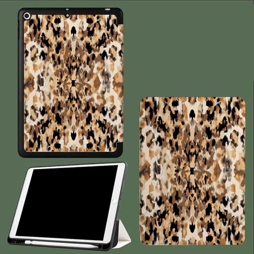 Hülle für ipad 10 Generation 2022, ipad 10,9 Hülle Dünne Leichte PU Leder Tablet Hülle mit Auto Schlaf/Aufwach Funktion Graffiti Farbblöcke Abstrakter Leopardendruck von UOMSKTY