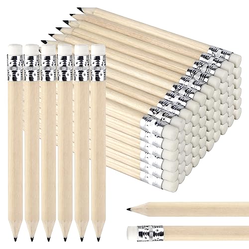 UOMTREO 34 Stück Golf Bleistifte mit Radiergummi, 4 Zoll Mini Bleistift kurze halbe Bleistifte Mini Holz Bleistifte vorgeschärft Runde Bleistifte für Vorschulkinder Kleinkinder von UOMTREO