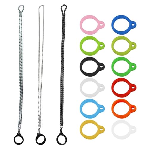 3 Metallhangketten, 12 Silikongummi-Ringe, Kreativer Universeller Lanyard, Einfacher Und Klassischer, Multifunktions Anti-Verlust-Lanyard. von UOPJDD