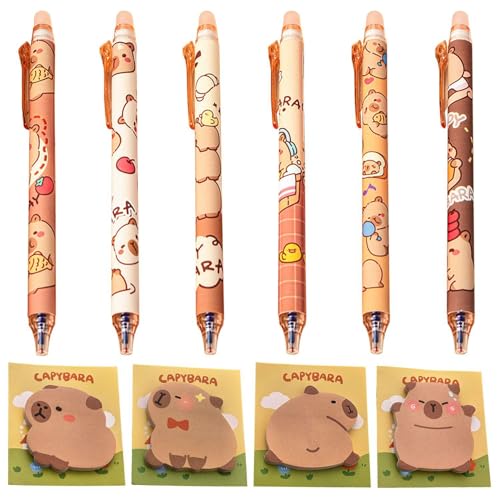 6-Teiliger Capybara-Neutraler Stift Und 4-Teiliger Capybara Note-Notizen, Cartoon Animal Starty, Süßer Pressestift, Schulbedarf. von UOPJDD
