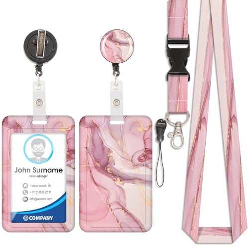 Marmor Abzeichenhalter Lanyard Set, einziehbare Kunststoff-Abzeichen, Marmor gedruckt Abzeichen mit Clip und Kordelzug Halter, vertikale Karte Schutz, Unisex Marmor Abzeichenhalter Lanyard Set, einziehbare Kunststoff-Abzeichen, Marmor gedruckt Abzeichen mit Clip und Kordelzug Halter, vertikale Karte Schutz, Unisex von UOPMQGB