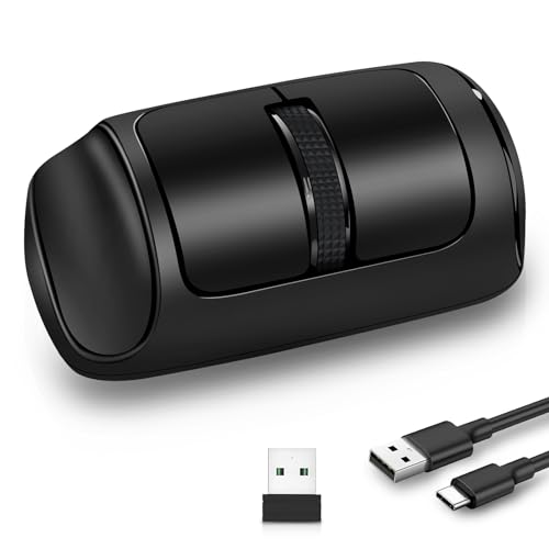 Horizontale Bluetooth-Maus,Tragbare Wiederaufladbare Bluetooth-Wireless-Maus(Dual-Modus: BT 5.0+2.4G)3200DPI Einstellbar,Leise Ergonomische Drahtlose Maus für Laptop PC Computer/Windows/Mac OS/Iphone von UOUCOO