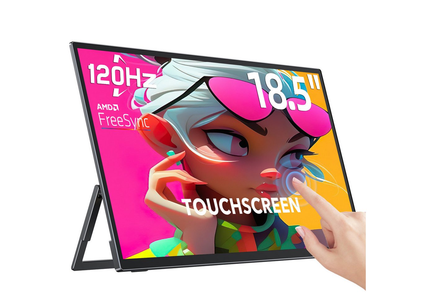 UPERFECT 18,5 Zoll Tragbarer Touchscreen-Monitor, 120Hz Full HD Display Portabler Monitor (46,99 cm/18,5 ", 1920 x 1080 px, Integrierter Ständer, VESA-kompatibel, Metallgehäuse) von UPERFECT