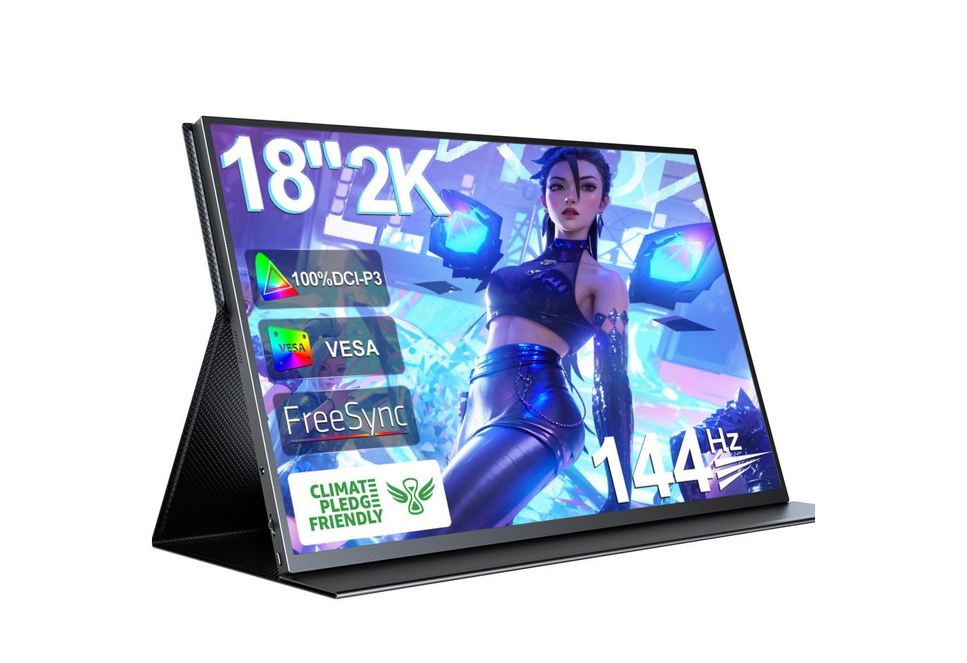 UPERFECT FreeSync-Monitor, Gaming-Monitor Portabler Monitor (45,72 cm/18 ", 2560 × 1600 px, 2K, 9 ms Reaktionszeit, 144 Hz, IPS) von UPERFECT