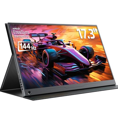 UPERFECT Portable Monitor 17.3 Zoll 144Hz, Tragbarer Monitor Mobile Display mit 1920 * 1080 Full HD IPS Bildschirm HDMI 2 USB C für PC Handy Laptop PS4/5 Switch Xbo Vesa-kompatibel von UPERFECT