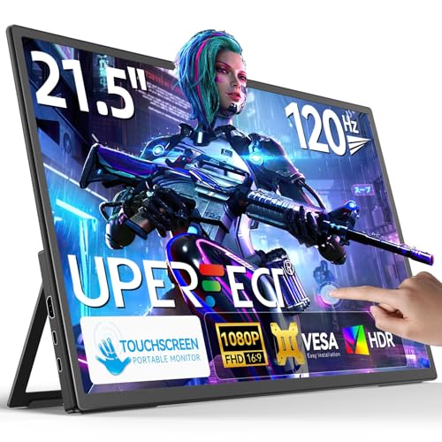 UPERFECT Portable Monitor Touchscreen 21.5 Zoll 120Hz Tragbarer Monitor Touchscreen 1300:1 1080P Bildschirm Integrierter Halterung HDMI USB C für PC Laptop Spielkonsole, Metallgehäuse VESA-Kompatibel UPERFECT Portable Monitor Touchscreen 21.5 Zoll 120Hz Tragbarer Monitor Touchscreen 1300:1 1080P Bildschirm Integrierter Halterung HDMI USB C für PC Laptop Spielkonsole, Metallgehäuse VESA-Kompatibel von UPERFECT