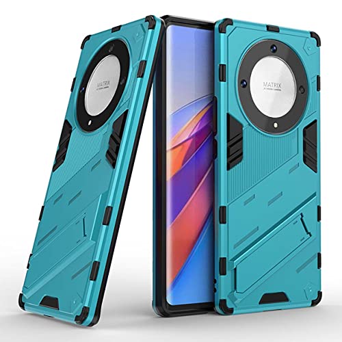UPLAI Hülle für Honor Magic 5 Lite 5G (Magic5 Lite), Slim Stoßfest Silikon TPU Handyhülle mit Versteckte Standfunktion, Prämie Hart PC Dauerhaft Rüstung Schutzhülle.Blau von UPLAI