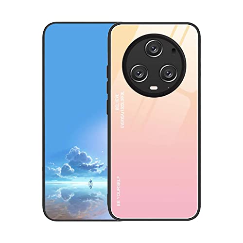 UPLAI Hülle für Honor Magic 5 Pro (Magic5 Pro), Slim Stoßfest Farbverlauf Handyhülle Case, Temperiertes Glas Rücken and Sanft TPU Silikon Bumper Schutzhülle Cover.Rosa von UPLAI