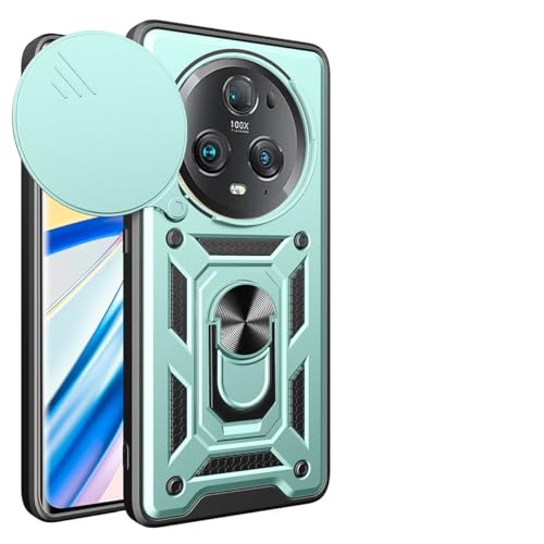 UPLAI Hülle für Honor Magic 5 Pro (Magic5 Pro), Slim Stoßfest Rüstung Handyhülle mit Gleiten Kamera Cover und Magnetisch Ring Ständer, PC + TPU Dauerhaft Schutzhülle.Grün von UPLAI