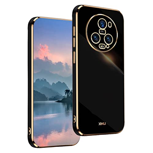 UPLAI Hülle für Honor Magic 5 Pro (Magic5 Pro), Ultra Dünn Stoßfest Handyhülle mit Mode-Galvanik-Design, Prämie TPU und Sanft Silikon Schutzhülle.(Schwarz) von UPLAI