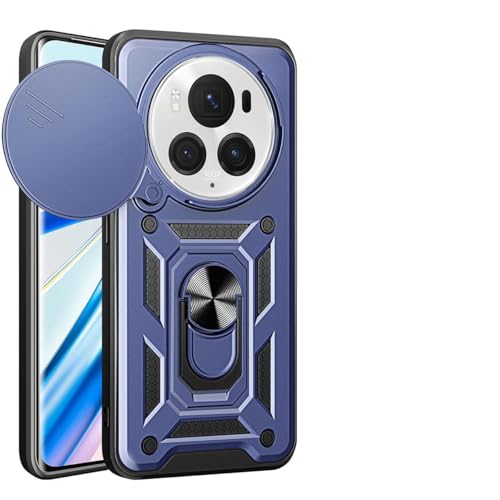 UPLAI Hülle für Honor Magic 6 Pro (Magic6 Pro), Slim Stoßfest Rüstung Handyhülle mit Gleiten Kamera Cover und Magnetisch Ring Ständer, PC + TPU Dauerhaft Schutzhülle.Blau von UPLAI