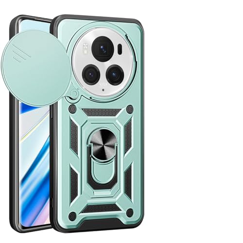 UPLAI Hülle für Honor Magic 6 Pro (Magic6 Pro), Slim Stoßfest Rüstung Handyhülle mit Gleiten Kamera Cover und Magnetisch Ring Ständer, PC + TPU Dauerhaft Schutzhülle.Grün von UPLAI