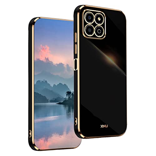 UPLAI Hülle für Honor X8a, Ultra Dünn Stoßfest Handyhülle mit Mode-Galvanik-Design, Prämie TPU und Sanft Silikon Schutzhülle.(Schwarz) von UPLAI