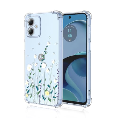 UPLAI Hülle für Motorola Moto G14, Slim Sanft TPU Silikon Stoßfest Handyhülle Case mit 3D Malmuster, Élégant Einfach Süß Transparent Schutzhülle Cover.Kleine Blume von UPLAI