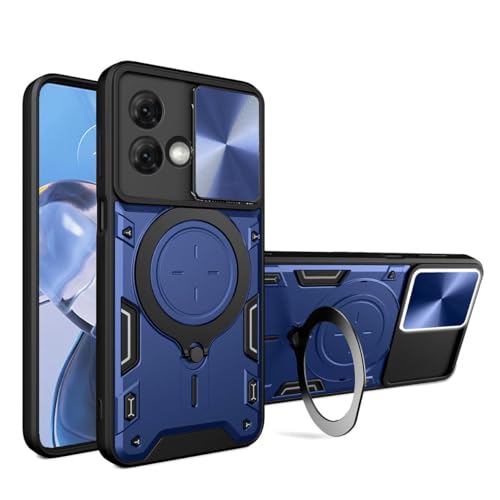 UPLAI Hülle für Motorola Moto G84 5G, Slim Stoßfest Rüstung Handyhülle mit Gleiten Kamera Cover und Magnetisch Ständer, Prämie PC+TPU Dauerhaft Schutzhülle.Blau von UPLAI