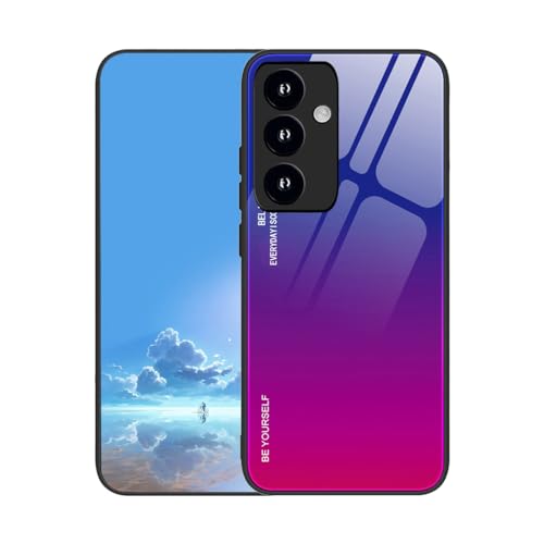 UPLAI Hülle für Samsung Galaxy A04S/Samsung Galaxy A13 5G, Slim Stoßfest Farbverlauf Handyhülle Case, Temperiertes Glas Rücken and Sanft TPU Silikon Bumper Schutzhülle Cover.Blau Rot von UPLAI