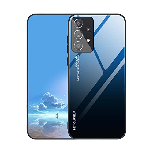 UPLAI Hülle für Samsung Galaxy A23 5G/4G, Slim Stoßfest Farbverlauf Handyhülle Case, Temperiertes Glas Rücken and Sanft TPU Silikon Bumper Schutzhülle Cover.Blau Schwarz von UPLAI
