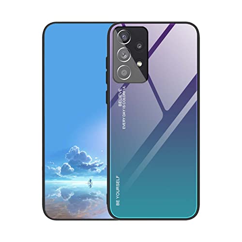 UPLAI Hülle für Samsung Galaxy A23 5G/4G, Slim Stoßfest Farbverlauf Handyhülle Case, Temperiertes Glas Rücken and Sanft TPU Silikon Bumper Schutzhülle Cover.Lila Grün von UPLAI