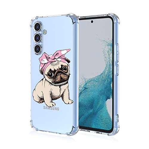 UPLAI Hülle für Samsung Galaxy A34 5G, Slim Sanft TPU Silikon Stoßfest Handyhülle Case mit 3D Malmuster, Élégant Einfach Süß Transparent Schutzhülle Cover.Rosa Welpe von UPLAI