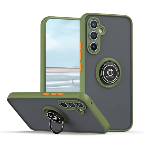 UPLAI Hülle für Samsung Galaxy A34 5G, Slim Stoßfest Handyhülle Case mit Magnetischer Autohalterung, Prämie PC + TPU Bumper Stilvoll Gefrostet Schutzhülle.(Armeegrün) von UPLAI