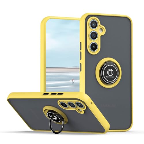 UPLAI Hülle für Samsung Galaxy A55 5G, Slim Stoßfest Handyhülle Case mit Magnetischer Autohalterung, Prämie PC + TPU Bumper Stilvoll Gefrostet Schutzhülle.(Gelb) von UPLAI
