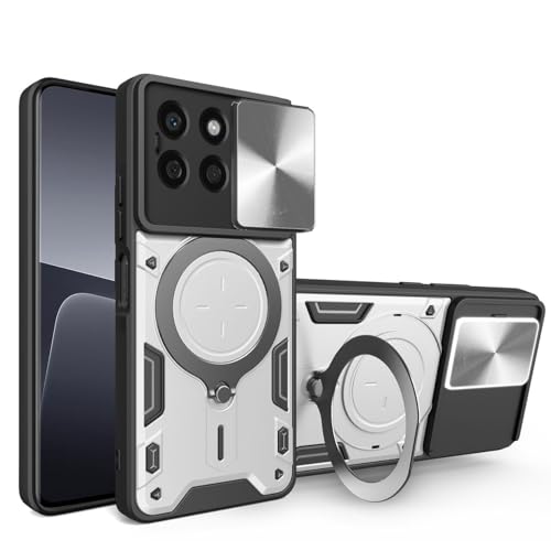 UPLAI Hülle für Xiaomi 14 5G, Slim Stoßfest Rüstung Handyhülle mit Gleiten Kamera Cover und Magnetisch Ständer, Prämie PC+TPU Dauerhaft Schutzhülle.Silbrig UPLAI Hülle für Xiaomi 14 5G, Slim Stoßfest Rüstung Handyhülle mit Gleiten Kamera Cover und Magnetisch Ständer, Prämie PC+TPU Dauerhaft Schutzhülle.Silbrig von UPLAI