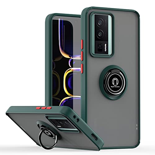 UPLAI Hülle für Xiaomi Poco F5 Pro 5G, Slim Stoßfest Handyhülle Case mit Magnetischer Autohalterung, Prämie PC + TPU Bumper Stilvoll Gefrostet Schutzhülle.(Dunkelgrün) von UPLAI