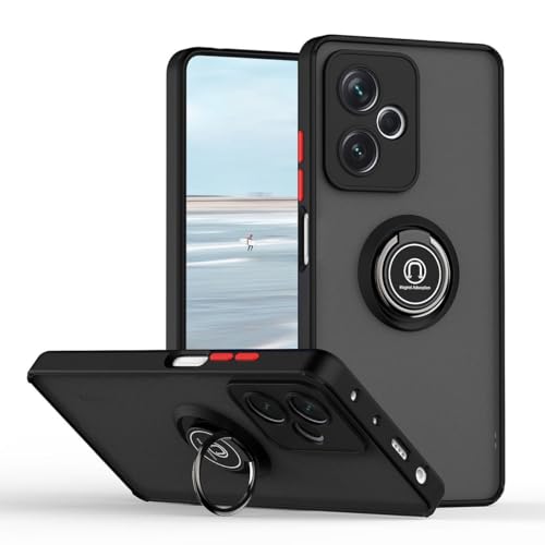 UPLAI Hülle für Xiaomi Poco F6 5G, Slim Stoßfest Handyhülle Case mit Magnetischer Autohalterung, Prämie PC + TPU Bumper Stilvoll Gefrostet Schutzhülle.(Schwarz Rot) von UPLAI
