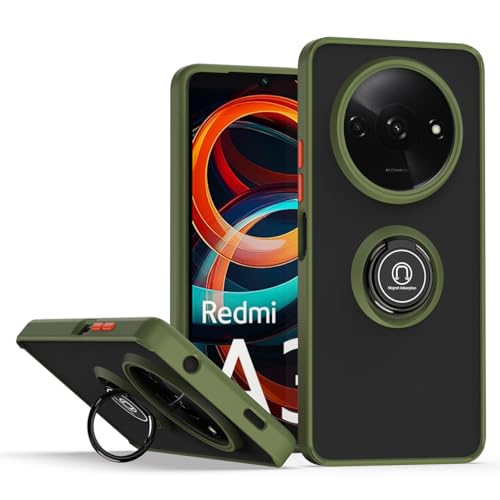 UPLAI Hülle für Xiaomi Redmi A3 4G, Slim Stoßfest Handyhülle Case mit Magnetischer Autohalterung, Prämie PC + TPU Bumper Stilvoll Gefrostet Schutzhülle.(Armeegrün) von UPLAI
