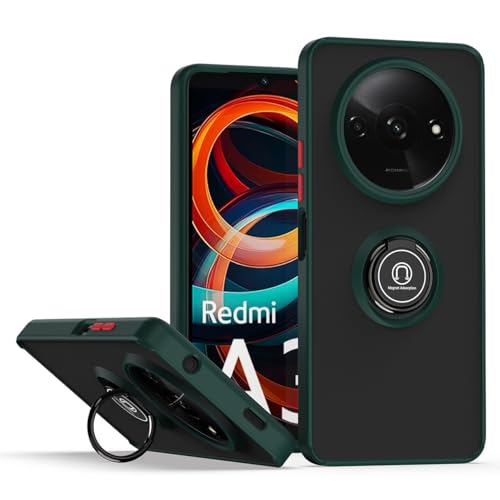 UPLAI Hülle für Xiaomi Redmi A3 4G, Slim Stoßfest Handyhülle Case mit Magnetischer Autohalterung, Prämie PC + TPU Bumper Stilvoll Gefrostet Schutzhülle.(Dunkelgrün) von UPLAI