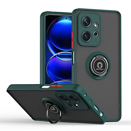 UPLAI Hülle für Xiaomi Redmi Note 12 4G, Slim Stoßfest Handyhülle Case mit Magnetischer Autohalterung, Prämie PC + TPU Bumper Stilvoll Gefrostet Schutzhülle.(Dunkelgrün) von UPLAI