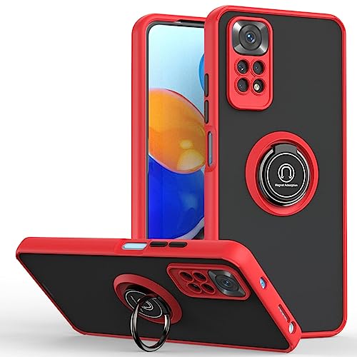 UPLAI Hülle für Xiaomi Redmi Note 12 Pro 4G, Slim Stoßfest Handyhülle Case mit Magnetischer Autohalterung, Prämie PC + TPU Bumper Stilvoll Gefrostet Schutzhülle.(Rot) von UPLAI