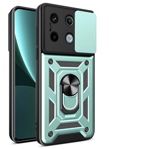 UPLAI Hülle für Xiaomi Redmi Note 13 5G, Slim Stoßfest Rüstung Handyhülle mit Gleiten Kamera Cover und Magnetisch Ring Ständer, PC + TPU Dauerhaft Schutzhülle.Grün von UPLAI