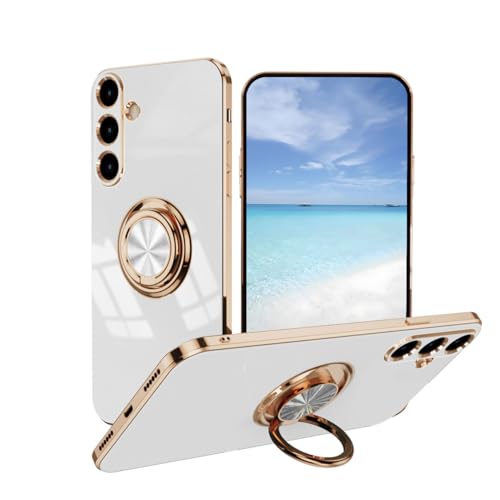 UPLAI Stilvoll Hülle für Samsung Galaxy S24 FE, Slim Stoßfest Galvanik-Design Handyhülle Case mit Ringhalter, Sanft TPU Silikon Bumper Schutzhülle Cover.Weiß UPLAI Stilvoll Hülle für Samsung Galaxy S24 FE, Slim Stoßfest Galvanik-Design Handyhülle Case mit Ringhalter, Sanft TPU Silikon Bumper Schutzhülle Cover.Weiß von UPLAI