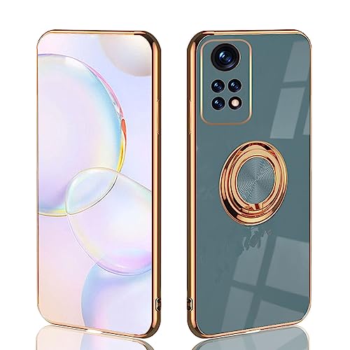 UPLAI Stilvoll Hülle für Xiaomi Redmi Note 12 Pro 4G, Slim Stoßfest Galvanik-Design Handyhülle Case mit Ringhalter, Sanft TPU Silikon Bumper Schutzhülle Cover.Grau von UPLAI