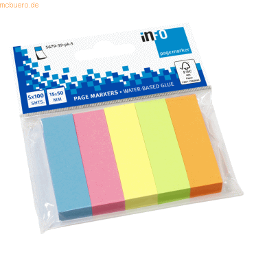 UPM Info Haftmarker 5679-39-pk-5 15x50mm 100 Blatt sortiert 5 Stück von UPM