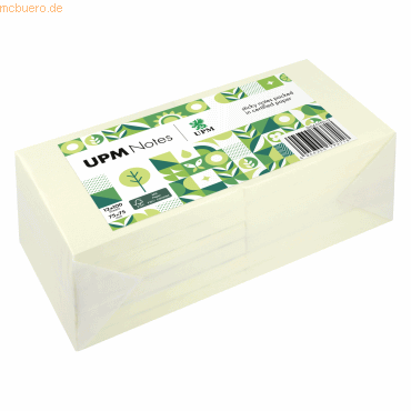 UPM Notes Haftnotiz 5654-01PG-12 75x75mm 100 Blatt gelb 12 Stück von UPM