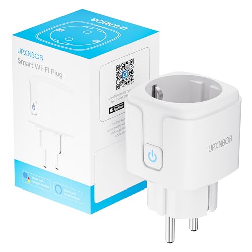 UPXNBOR Smart Steckdose, 16A Smart Home WLAN Steckdose mit Strommessung, Alexa Steckdose Funktioniert mit Alexa, Google Home, Timer & APP Fernzugriff, Kein Hub notwendig, Nur 2.4GHz WiFi (1er Pack) von UPXNBOR