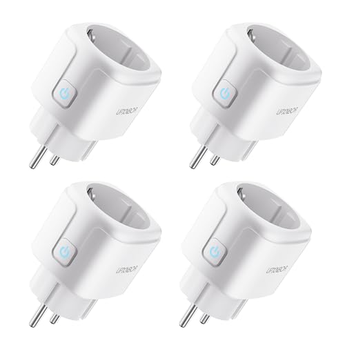 UPXNBOR Smart Steckdose, 16A Smart Home WLAN Steckdose mit Strommessung, Alexa Steckdose Funktioniert mit Alexa, Google Home, Timer & APP Fernzugriff, Kein Hub notwendig, Nur 2.4GHz WiFi (4er Pack) von UPXNBOR