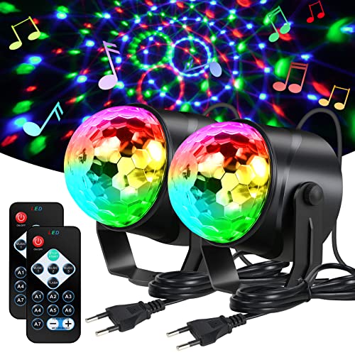 URAQT Discokugel LED, 2 Stück 360° Rotation Partylicht Mit Fernbedienung, 7 Farben RGB Modi Musikgesteuert LED Party Lampe Für Kinder Halloween Xmas Hause Deko Zubehör URAQT Discokugel LED, 2 Stück 360° Rotation Partylicht Mit Fernbedienung, 7 Farben RGB Modi Musikgesteuert LED Party Lampe Für Kinder Halloween Xmas Hause Deko Zubehör von URAQT