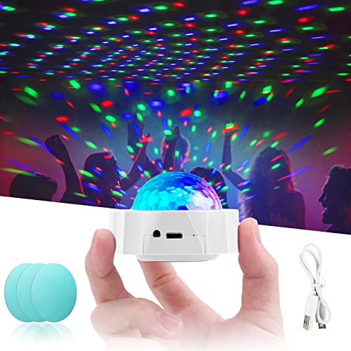 URAQT Mini Discokugel Licht, 3 Farben RGB Mini Discolicht Partylicht USB Wiederaufladbares Sound Aktivierte Discokugel LED Musikgesteuert Bühnenlicht für Alle Partys und Autoinnendekoration von URAQT