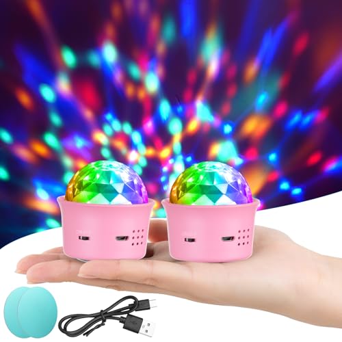 URAQT Mini Discokugel Licht,2 Stück DJ Ball USB Stimme Steuerung Disco Party Lichter Blitzlicht Bühnenbeleuchtung Effektlicht Tragbar Wiederaufladbar Discokugel für Partys Autoinnendekoration Rosa URAQT Mini Discokugel Licht,2 Stück DJ Ball USB Stimme Steuerung Disco Party Lichter Blitzlicht Bühnenbeleuchtung Effektlicht Tragbar Wiederaufladbar Discokugel für Partys Autoinnendekoration Rosa von URAQT