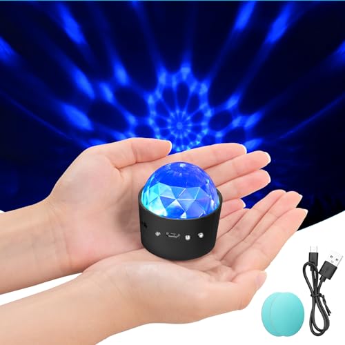 URAQT Mini Discokugel Licht,360° Drehbare DJ Ball USB Stimme Steuerung Disco Party Lichter Blitzlicht Bühnenbeleuchtung Effektlicht Tragbar Wiederaufladbar Discokugel für Partys Auto Dekoration von URAQT