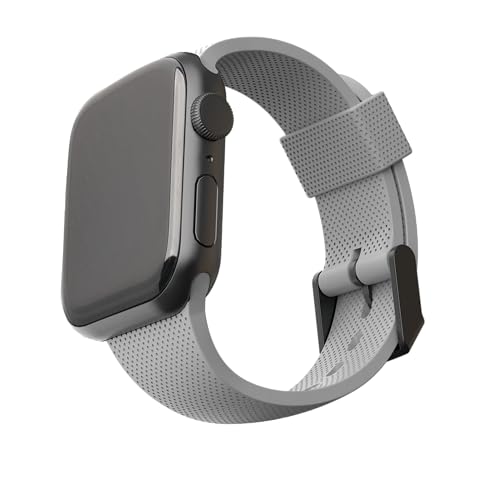 U by UAG [U] Dot Strap Silikon Armband für Apple Watch 45mm / 44mm / 42mm [Watch SE, Series 7 / Series 6 / Series 5 / Series 4 / Series 3 / Series 2 / Series 1, Edelstahl Verschluss] grau von URBAN ARMOR GEAR