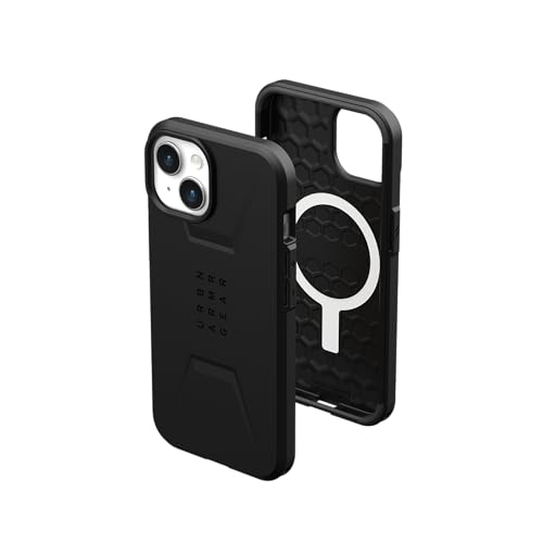 URBAN ARMOR GEAR Civilian Case kompatibel mit Apple iPhone 15 Hülle [Wireless Charging/Magnetische Aufladung kompatibel, Sturzfeste Handyhülle, Erhöhter Rand] schwarz von URBAN ARMOR GEAR